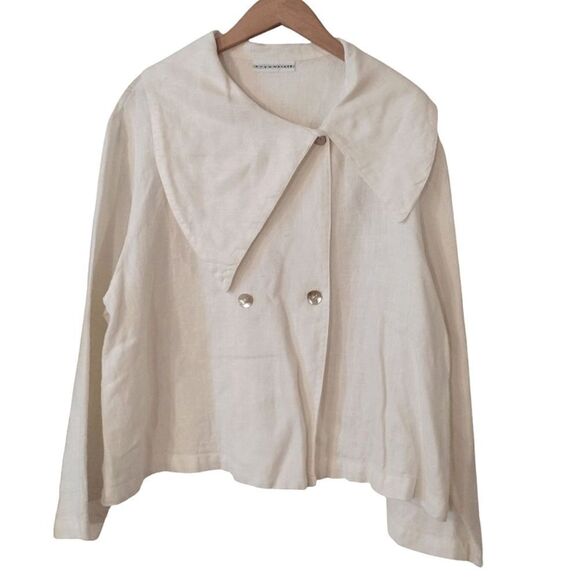Bryn Walker Women's Size Small Oversized White Linen Button up Blouse Top - Picture 1 of 12
